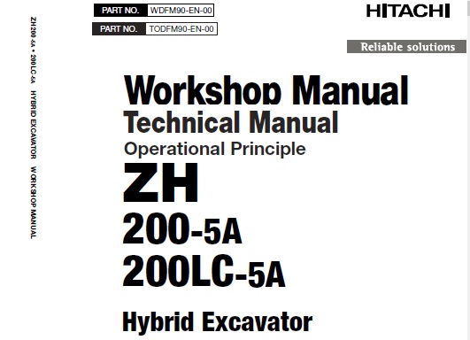Hitachi ZH200-5 , ZH200LC-5A Hybrid Excavator Service Repair
