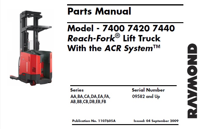 raymond forklift truck parts manuals