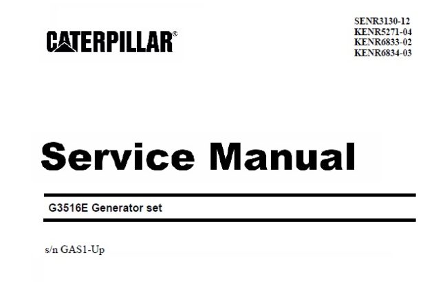 Caterpillar Cat G3516E Generator Set Service Repair Manual