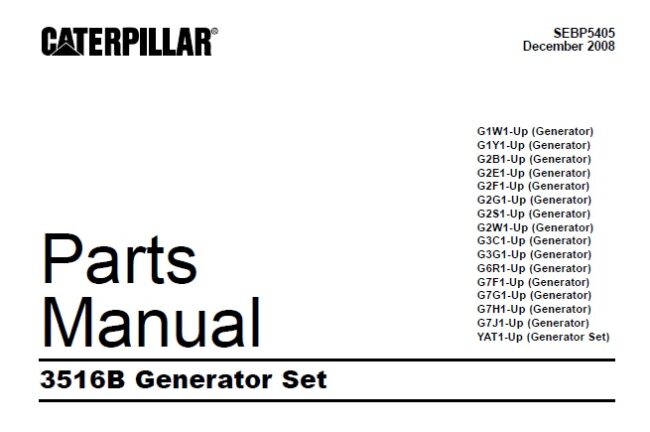 Caterpillar Cat 3516B Generator Set Parts Manual SEBP5405