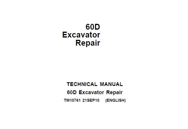 John Deere 60D Excavator Repair Technical Manual