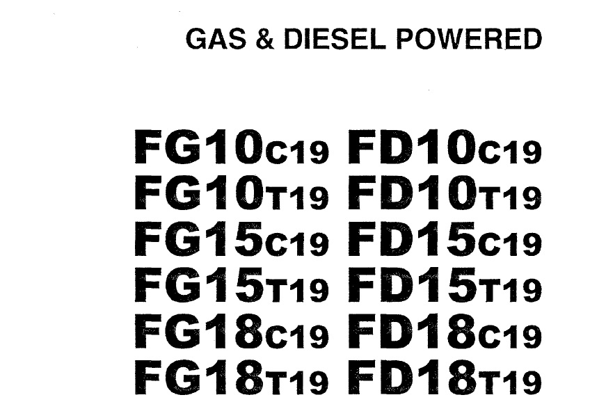 TCM FG10C19-FD18T19 Gas & Diesel Forklift Parts Catalogue