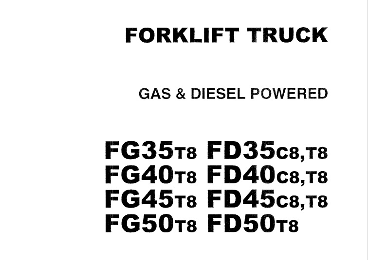 TCM FG35T8 - FD50T8 Gas & Diesel Forklift Parts Catalogue