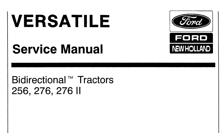 Ford New Holland 256, 276, 276 II Tractors Service Manual