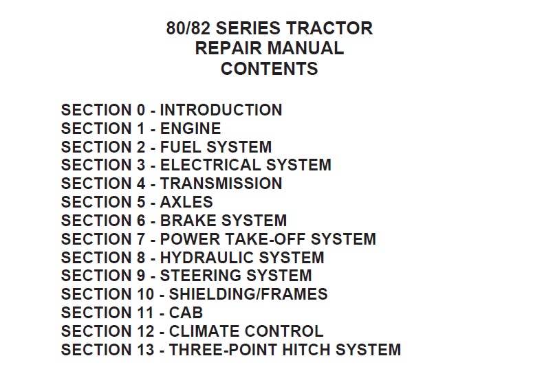 Ford New Holland 80 , 82 Series Tractors Repair Manual