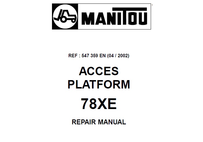 Manitou 78XE Access Platform Service Repair Manual