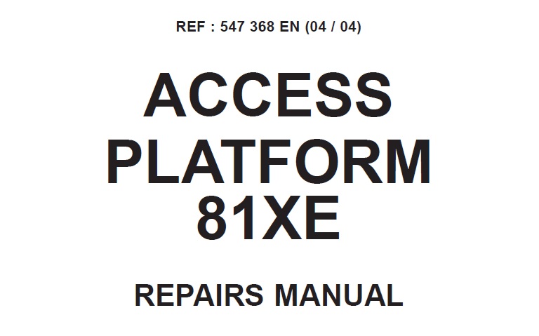 Manitou 81XE Access Platform Service Repair Manual