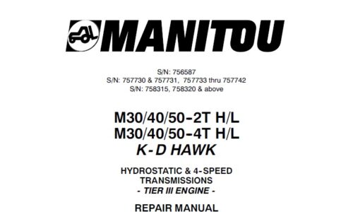 Manitou M30, 40, 50 -2T-4T HL TIER 3 Forklift Repair Manual