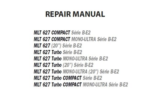 Manitou MLT 627 (Serie B-E2) Lift Truck Repair Manual