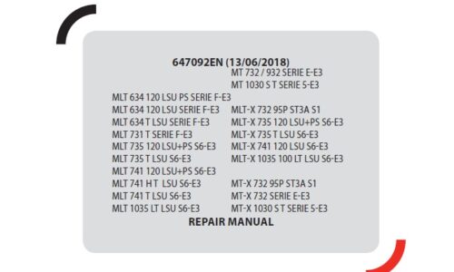 Manitou MLT 634, 731, 735, 741, 1035 Lift Truck Repair Manual