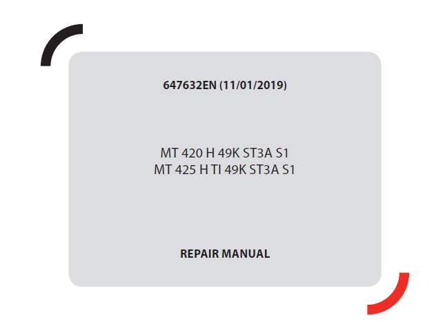 Manitou MT 420, 425 ST3A S1 Lift Truck Repair Manual