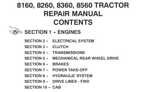 New Holland 8160, 8260, 8360, 8560 Tractor Repair Manual