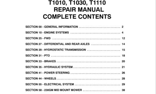 New Holland T1010, T1030, T1110 Tractor Repair Manual