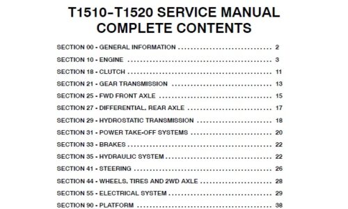 New Holland T1510, T1520 Tractors Service Repair Manual