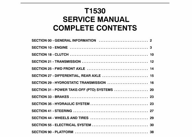 New Holland T1530 Tractor Service Repair Workshop Manual