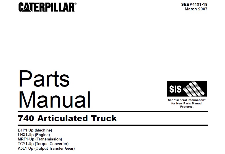 Caterpillar Cat 740 Articulated Truck Parts Manual (B1P)