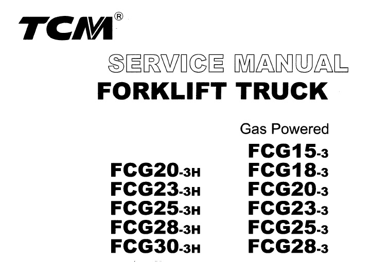 TCM FCG20-3H to FCG30-3H, FCG15-3 to FCG28-3 Service Manual