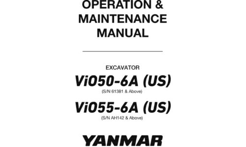 Yanmar VIO50-6A, VIO55-6A (US) Excavator Operator Manual