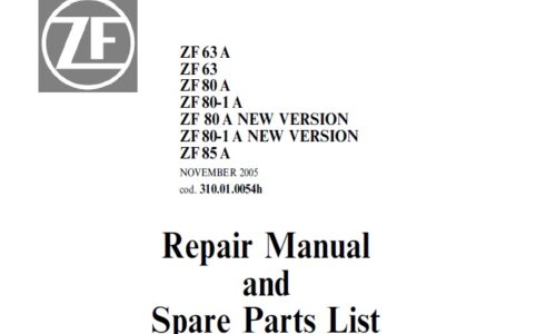 ZF 63, 80, 85 Transmission Repair Manual and Parts Manual