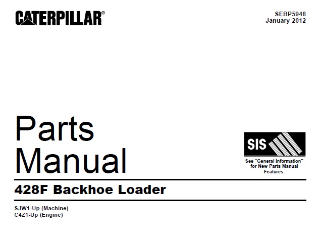 Caterpillar Cat 428F Backhoe Loader Parts Manual (SJW1-Up)