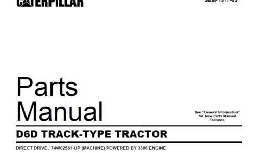 Caterpillar Cat D6D Track Tractor Parts Manual (74W02561-Up)