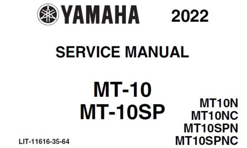 Yamaha MT-10, MT-10SP Motorcycle Service Manual 2022