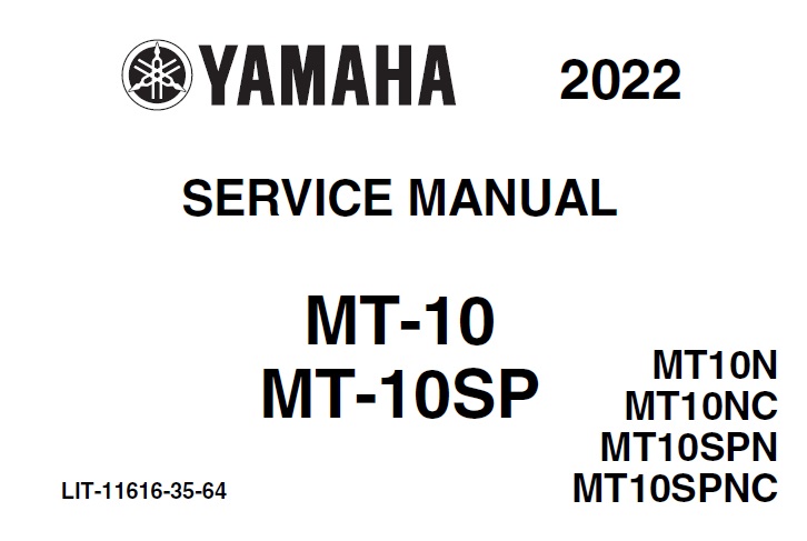 Yamaha MT-10, MT-10SP Motorcycle Service Manual 2022