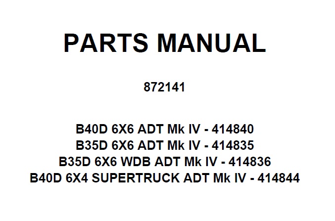 Bell B35D, B40D Mk IV ARTICULATED DUMP TRUCK Parts Manual