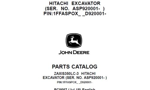 Hitachi Zaxis 350LC-3 Excavator Parts Manual (ASP920001-)