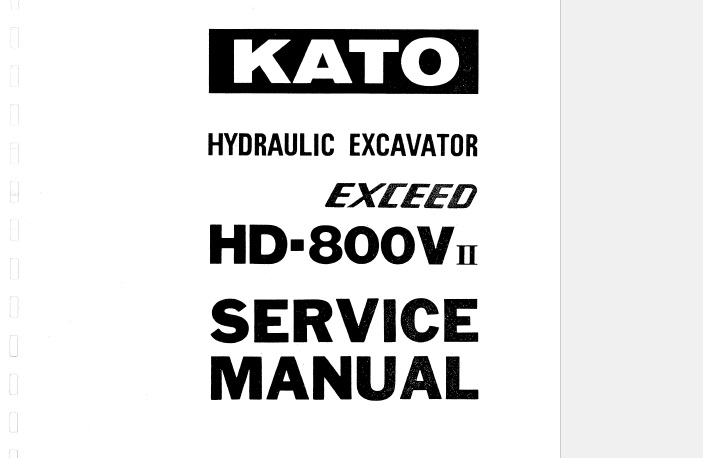 Kato HD-800VII Excavator Service Repair Manual