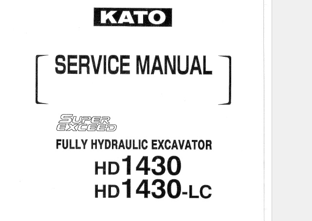 Kato HD1430, HD1430-LC Excavator Service Repair Manual