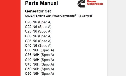 Onan QSJ2.4 Engine (with 1.1 Control) Generator Parts Manual