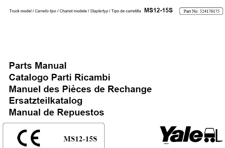 Yale MS12-15S Forklift Parts Manual (B855)