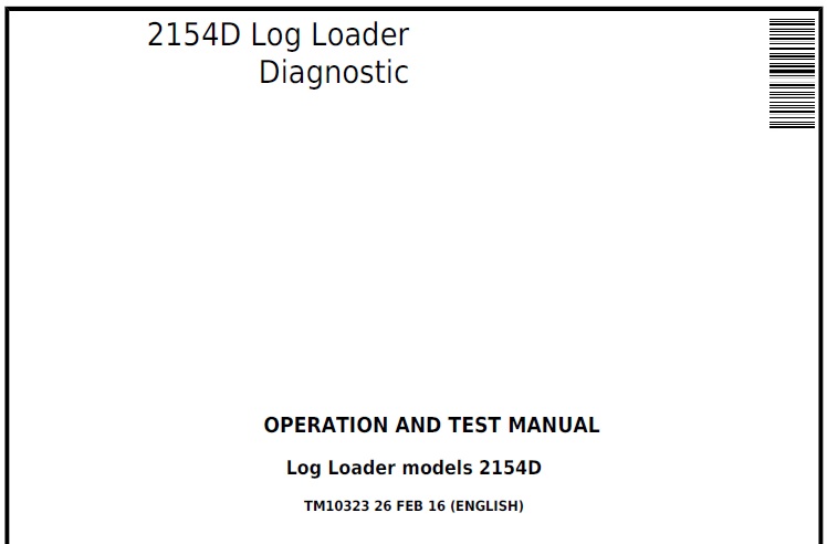 John Deere 2154D Log Loader Diagnostic Manual (TM10323)