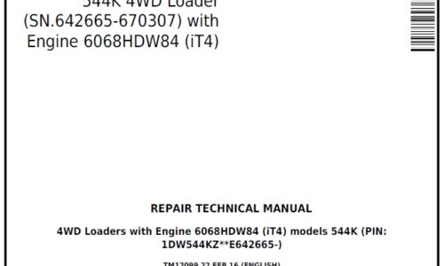 John Deere 544K 4WD Loader Repair Technical Manual