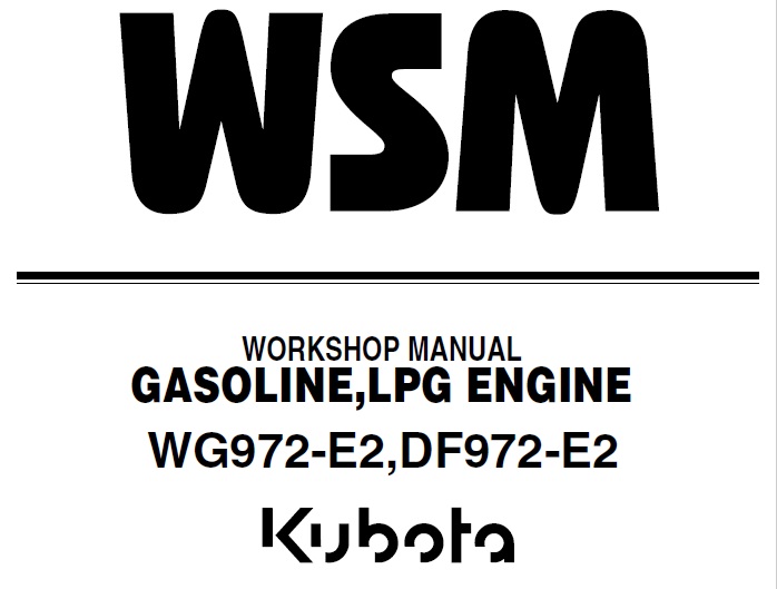 Kubota WG972-E2 DF972-E2 Gasoline LPG Engine Workshop Manual