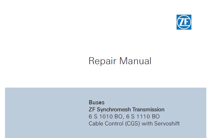 ZF 6S 1010 BO, 6S 1110 BO Transmission Repair Manual