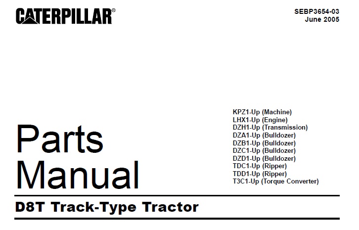 Caterpillar Cat D8T Track-Type Tractor Parts Manual (KPZ)