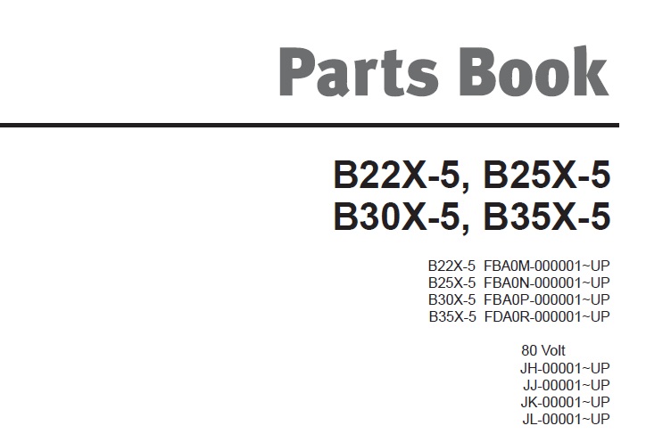 Doosan B22X-5, B25X-5, B30X-5, B35X-5 Forklift Parts Manual