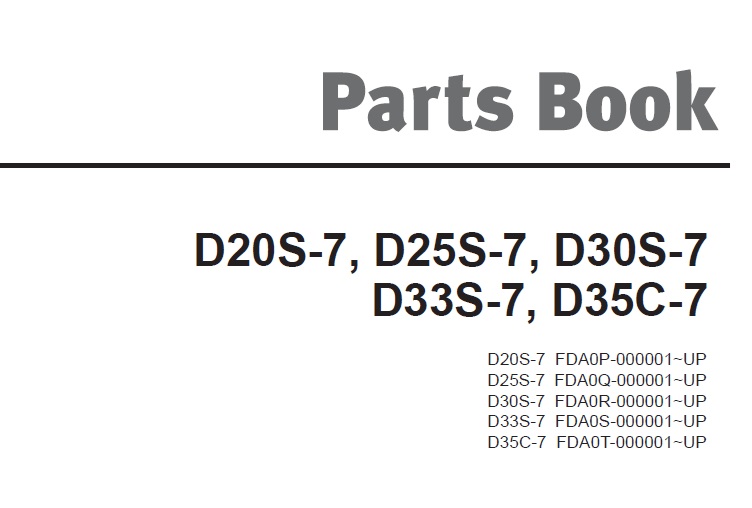 Doosan D20S-7, D25S-7, D30S-7, D33S-7, D35C-7 Lift Truck Parts Manual