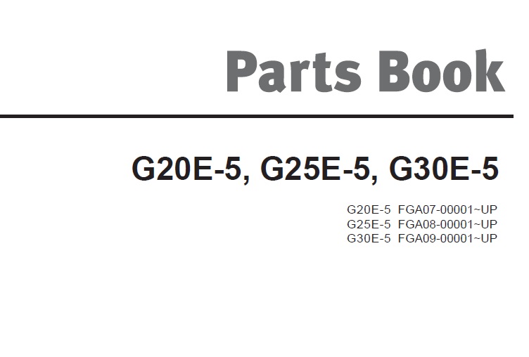 Doosan G20E-5, G25E-5, G30E-5 Lift Truck Parts Manual