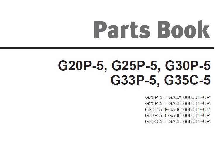 Doosan G20P-5, G25P-5, G30P-5, G33P-5, G35C-5 Lift Truck Parts Manual