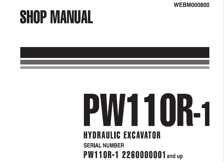 Komatsu PW110R-1 Hydraulic Excavator Shop Manual