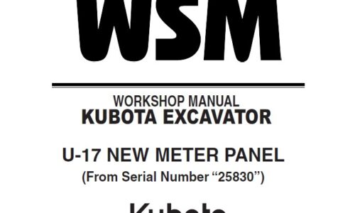 Kubota U-17 Excavator NEW METER PANEL Workshop Manual