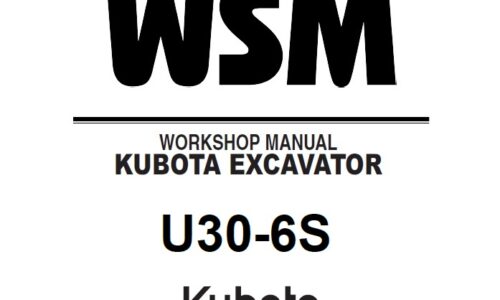 Kubota U30-6S Excavator Workshop Service Manual