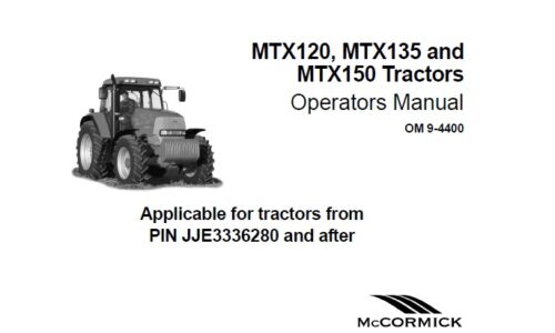 Mccormick MTX120, MTX135, MTX150 Tractor Operators Manual